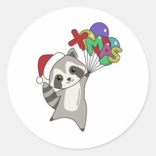 Raccoon Christmas Snow Winter Raccoons Classic Round Sticker