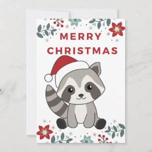 Raccoon Christmas Snow Winter Raccoons Holiday Car Card
