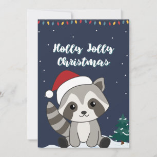 Raccoon Christmas Snow Winter Raccoons Holiday Car Card