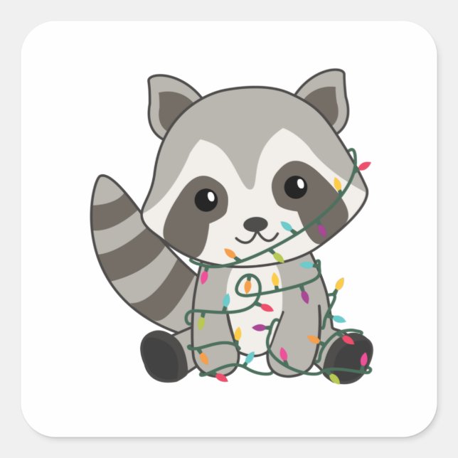 Raccoon Christmas Snow Winter Raccoons Square Sticker (Front)