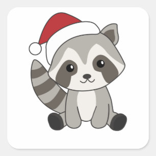 Raccoon Christmas Snow Winter Raccoons Square Sticker