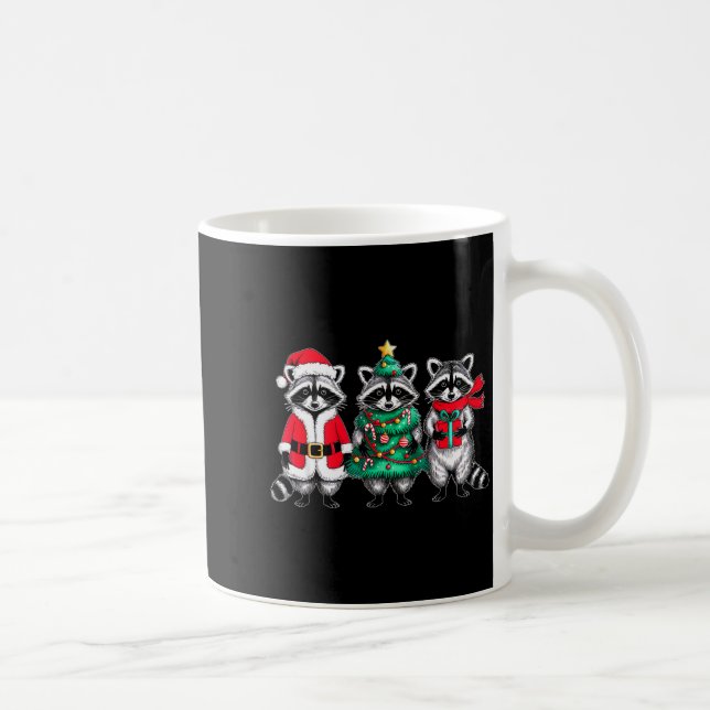 Raccoon Christmas Tree Light Santa Hat Xmas Family Coffee Mug (Right)
