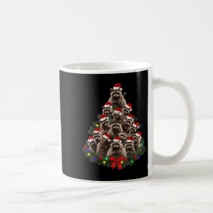 Raccoon Christmas Tree Lights Pajama Racoon Lover Coffee Mug