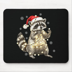 Raccoon Christmas Tree Lights Pajama Racoon Lover Mouse Mat