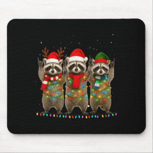 Raccoon Christmas Tree Lights Pajama Racoon Lover Mouse Mat