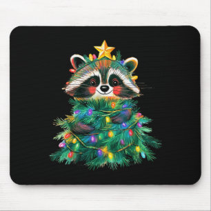 Raccoon Christmas Tree Pajamas Girls Boys Xmas Lig Mouse Mat