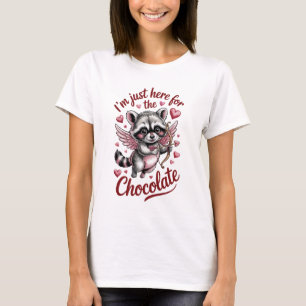 Raccoon Cupid Here For Chocolate Funny Valentines T-Shirt