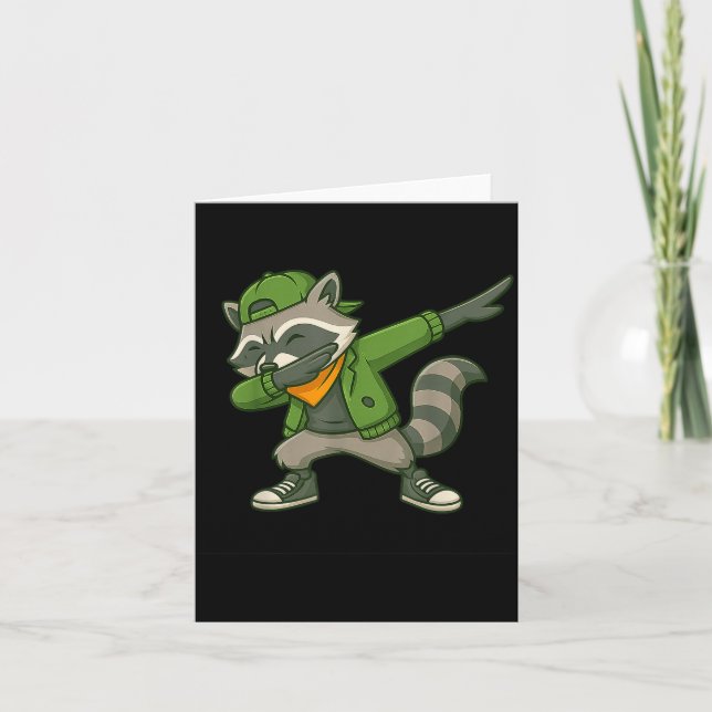 Raccoon Dab Streetwear Clic Funny For Men Women Ki Card (Front)