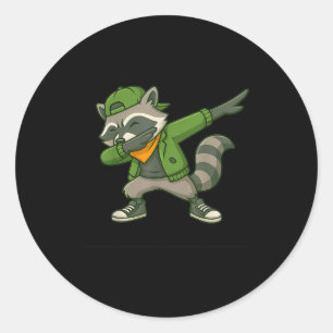 Raccoon Dab Streetwear Clic Funny For Men Women Ki Classic Round Sticker