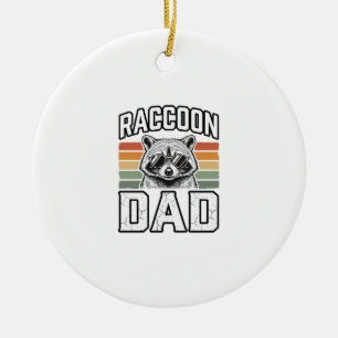 Raccoon Dad Vintage Engraving Retro Vector Design_ Ceramic Tree Decoration
