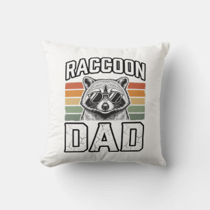 Raccoon Dad Vintage Engraving Retro Vector Design_ Cushion