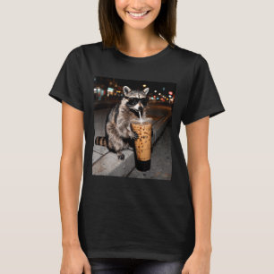 Raccoon drinking iced coffee funny animal meme men T-Shirt