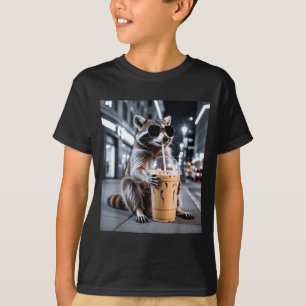 Raccoon drinking iced coffee funny animal meme men T-Shirt