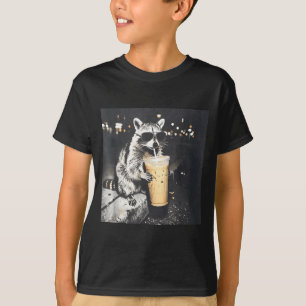 Raccoon drinking iced coffee funny meme ghraphic T-Shirt
