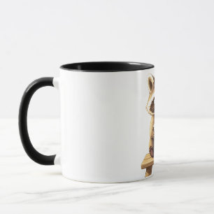 Raccoon Drinking Iced Coffee Mug