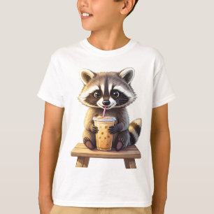 Raccoon Drinking Iced Coffee T-Shirt