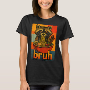 Raccoon Eating Japanese Ramen Noodles Men Women Ki T-Shirt