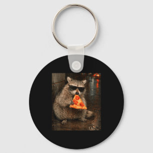 Raccoon eating pizza meme funny animal for men key ring