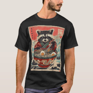 Raccoon Eating Ramen Japanese Noodles Racoon Anime T-Shirt