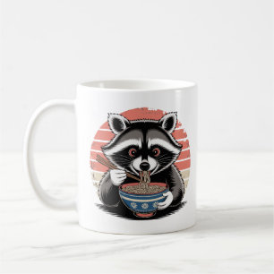 Raccoon Eating Ramen Japanese Vintage Style Coffee Mug