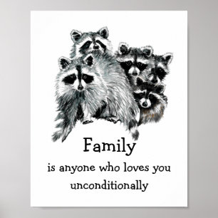 Raccoon Family Friends Love Quote Christmas Poster