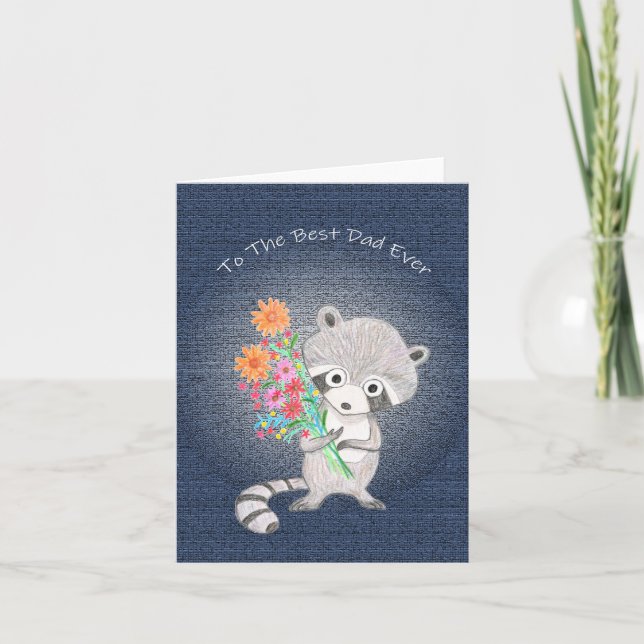 Raccoon fathers day to the best dad ever racoon card (Front)