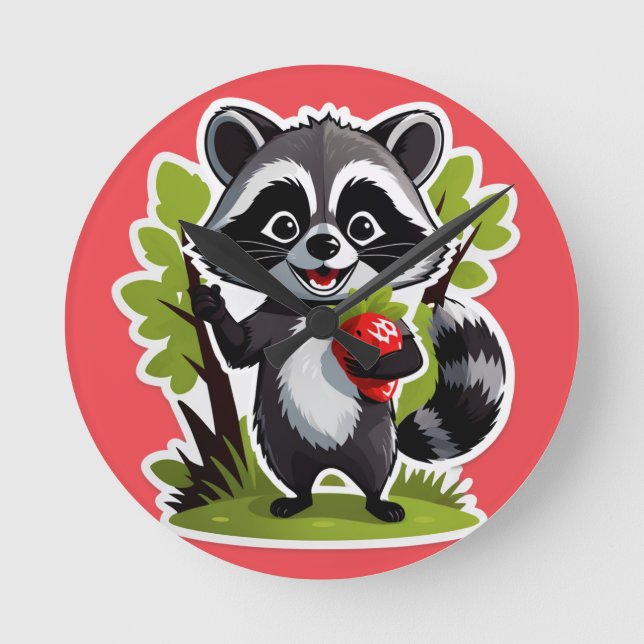 Raccoon Forest Explorer Round Clock (Front)