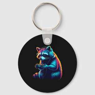Raccoon Gaming Animal Video Games Funny Raccoon  Key Ring