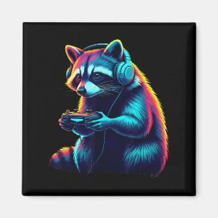 Raccoon Gaming Animal Video Games Funny Raccoon Magnet