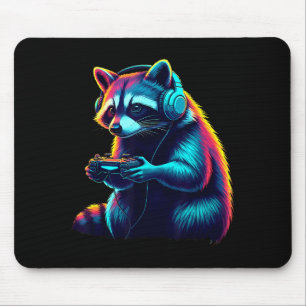 Raccoon Gaming Animal Video Games Funny Raccoon Mouse Mat