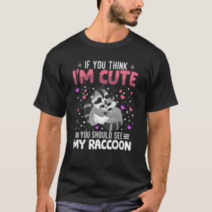 Raccoon Heart Valentine's Day Animal For Womens Ki T-Shirt