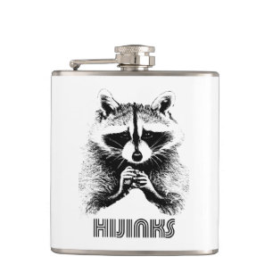 Raccoon Hijinks Hip Flask