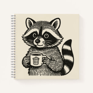 Raccoon Holding a Coffee Cup Funny Trash Panda Notebook