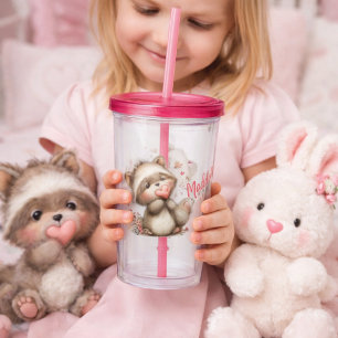 Raccoon Holding Heart – Cute Customizable Tumbler