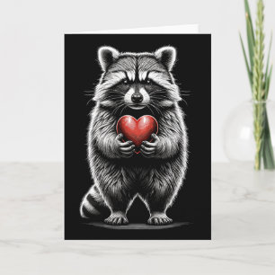 Raccoon Holding Heart Valentine's Day Cute Valenti Card