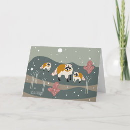 RACCOON Holiday. Racoon with baby in desert night Holiday Card