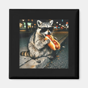 Raccoon hot dog shirts magnet