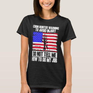 Raccoon Hunting Season USA Flag Coon Hunter Warnin T-Shirt