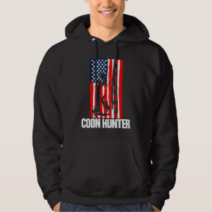 Raccoon Hunting Season USA Flag Retired Coon Hunte Hoodie