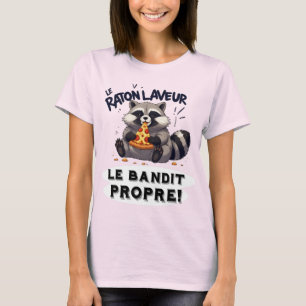 Raccoon Illustration Humor The Clean Bandit" T-Shirt