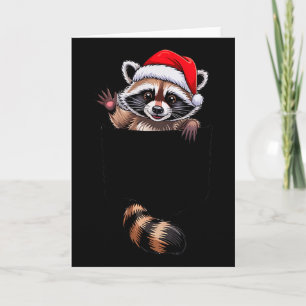 Raccoon In Cket Funny Xmas Santa Hat Graphic  Card