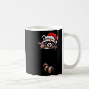 Raccoon In Cket Funny Xmas Santa Hat Graphic Coffee Mug