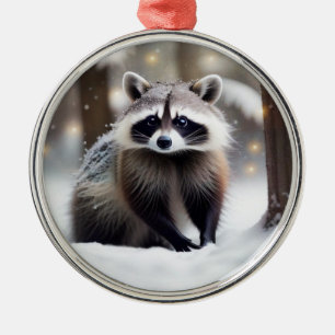 Raccoon In Magical Forest Metal Tree Decoration