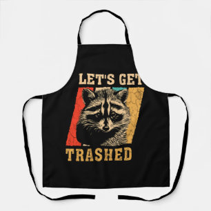 Raccoon Let's Get Trashed Vintage Retro Racoon Fun Apron