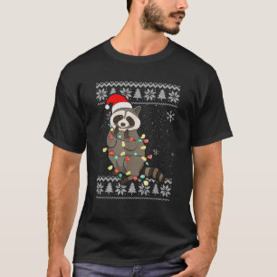 Raccoon Lights Xmas Ugly Sweater Santa Raccoon Chr