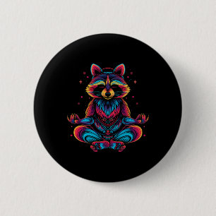 Raccoon Meditating Animal Meditation Zen Funny Yog 6 Cm Round Badge
