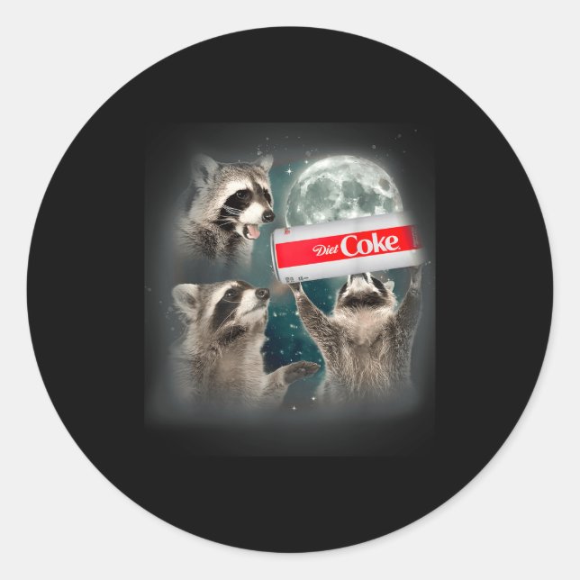 Raccoon Meme 3 Racoons Howling At Moon Funny Weird Classic Round Sticker (Front)