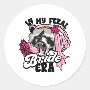 Raccoon Meme In My Feral Bride Era Bachelorette Pa Classic Round Sticker