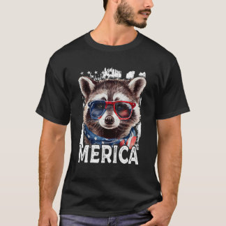 Raccoon Merica 4th Of July T-Shirt