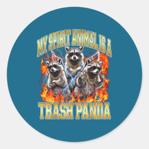 Raccoon My Srit Animal Is A Trash Panda Funny Boot Classic Round Sticker